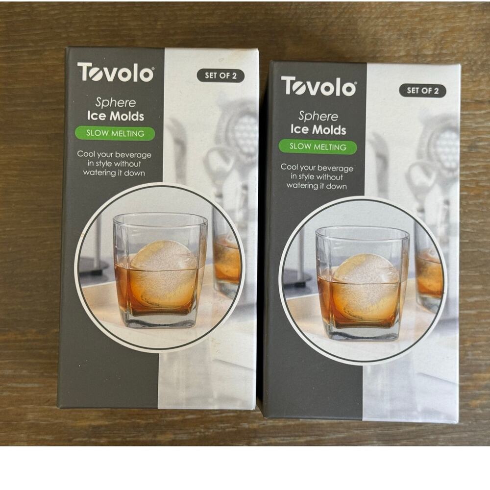 TOVOLO Sphere Ice Molds Set of 2 Silicone BPA FREE Slow Melting Craft Cocktails